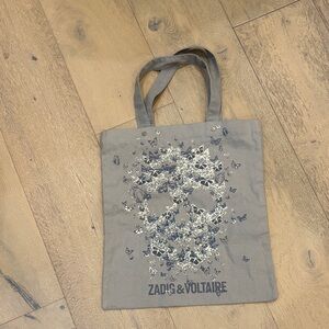Zadig & Voltaire Skull Print/Butterfly Tote in Gray
